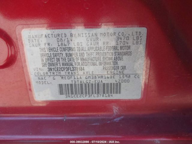 Photo 8 VIN: 3N1CE2CP3FL378184 - NISSAN VERSA NOTE 