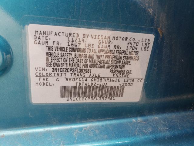 Photo 9 VIN: 3N1CE2CP3FL397981 - NISSAN VERSA NOTE 