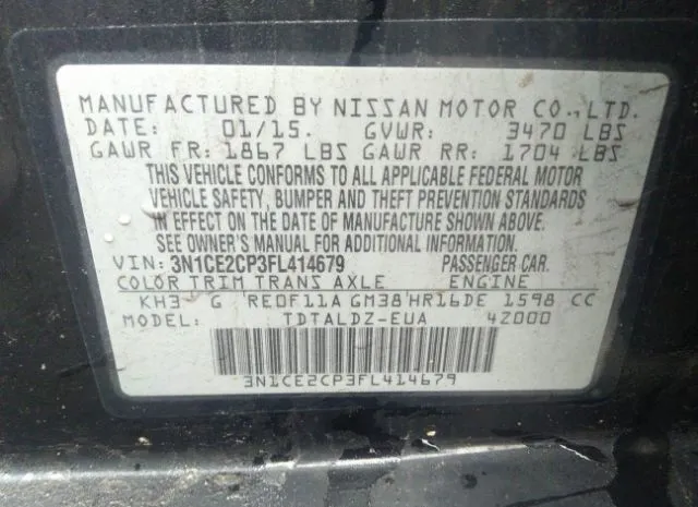 Photo 8 VIN: 3N1CE2CP3FL414679 - NISSAN VERSA NOTE 