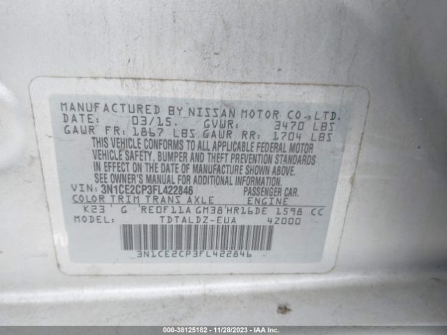 Photo 8 VIN: 3N1CE2CP3FL422846 - NISSAN VERSA NOTE 