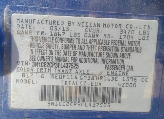 Photo 8 VIN: 3N1CE2CP3FL437525 - NISSAN VERSA NOTE 