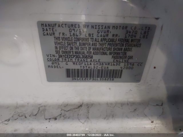 Photo 8 VIN: 3N1CE2CP3GL358258 - NISSAN VERSA NOTE 