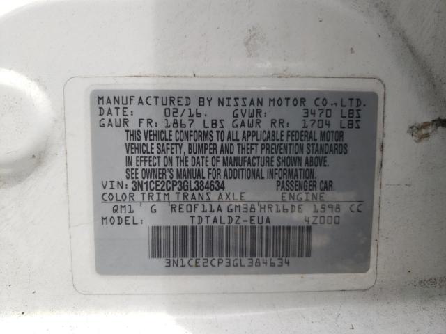 Photo 11 VIN: 3N1CE2CP3GL384634 - NISSAN VERSA 