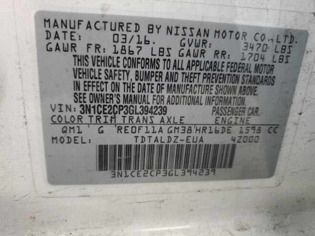 Photo 11 VIN: 3N1CE2CP3GL394239 - NISSAN VERSA 