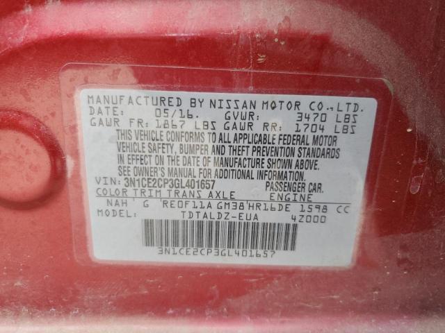 Photo 11 VIN: 3N1CE2CP3GL401657 - NISSAN VERSA 