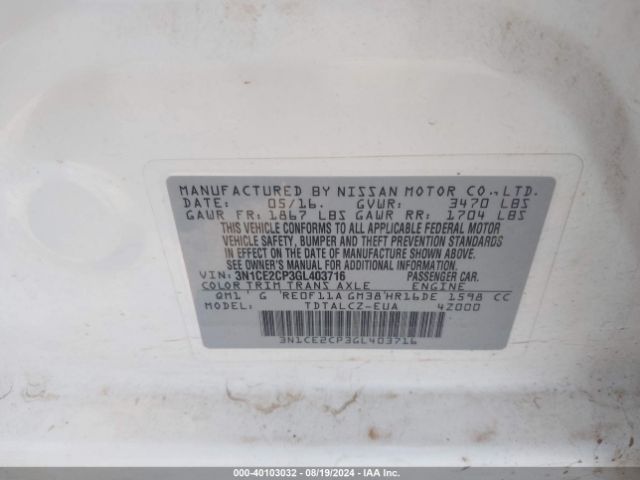 Photo 8 VIN: 3N1CE2CP3GL403716 - NISSAN VERSA NOTE 