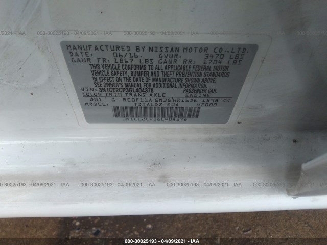 Photo 8 VIN: 3N1CE2CP3GL404378 - NISSAN VERSA NOTE 