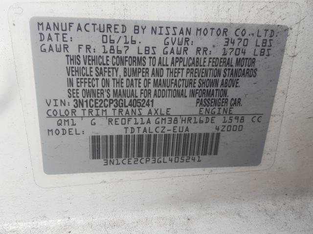 Photo 9 VIN: 3N1CE2CP3GL405241 - NISSAN VERSA NOTE 