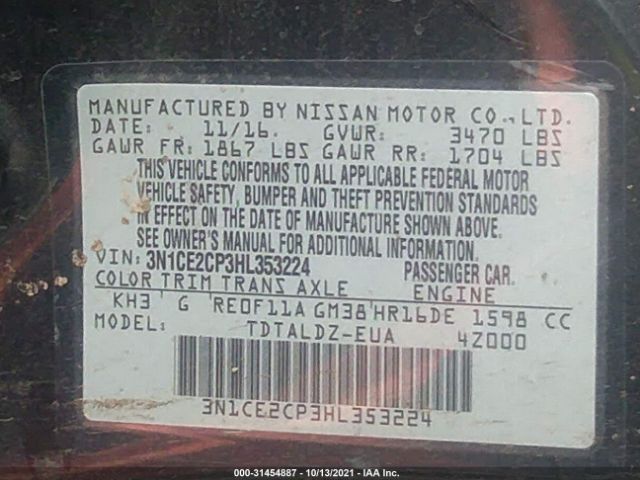 Photo 8 VIN: 3N1CE2CP3HL353224 - NISSAN VERSA NOTE 