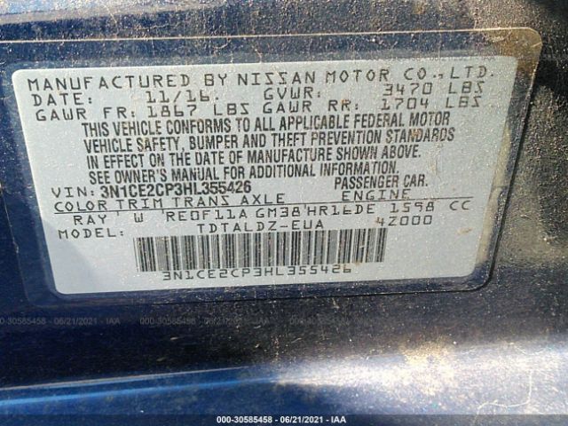 Photo 8 VIN: 3N1CE2CP3HL355426 - NISSAN VERSA NOTE 