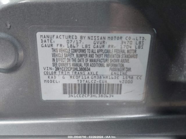 Photo 8 VIN: 3N1CE2CP3HL380634 - NISSAN VERSA NOTE 