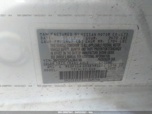 Photo 8 VIN: 3N1CE2CP3JL364746 - NISSAN VERSA NOTE 