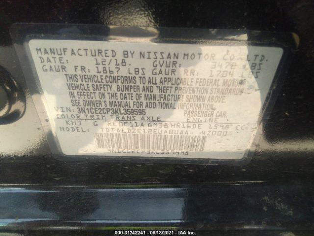 Photo 8 VIN: 3N1CE2CP3KL359595 - NISSAN VERSA NOTE 