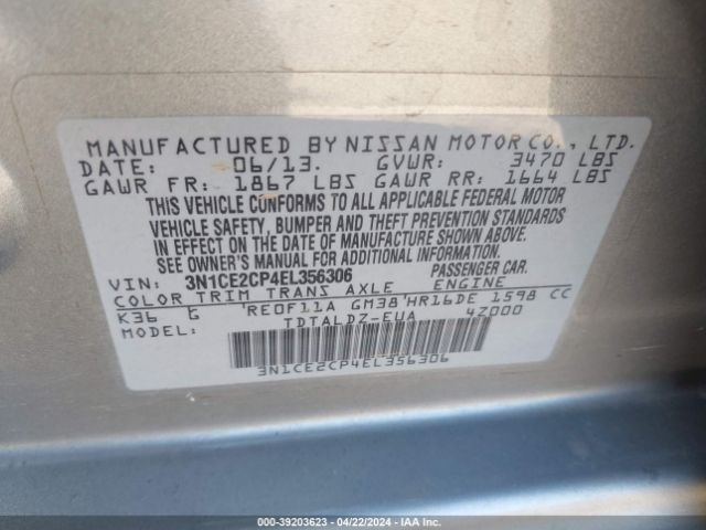 Photo 8 VIN: 3N1CE2CP4EL356306 - NISSAN VERSA NOTE 