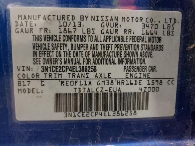 Photo 9 VIN: 3N1CE2CP4EL386258 - NISSAN VERSA NOTE 