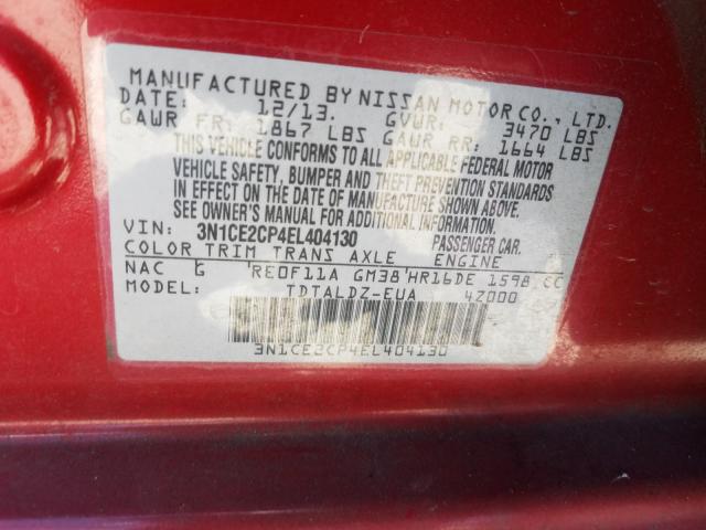 Photo 9 VIN: 3N1CE2CP4EL404130 - NISSAN VERSA NOTE 