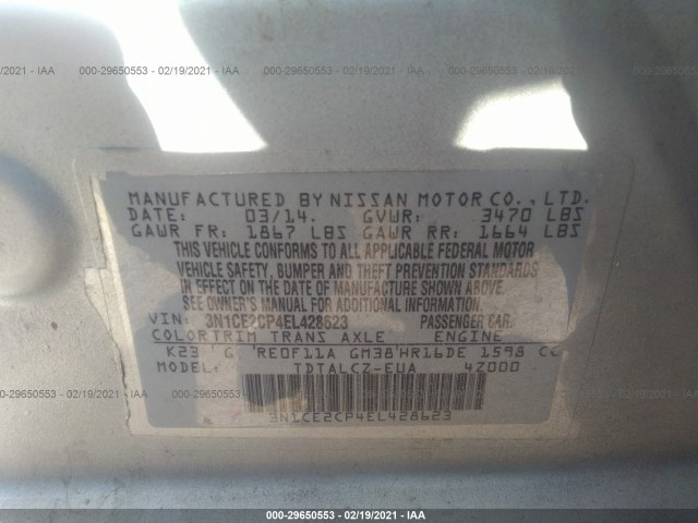 Photo 8 VIN: 3N1CE2CP4EL428623 - NISSAN VERSA NOTE 