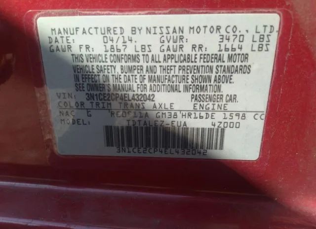 Photo 8 VIN: 3N1CE2CP4EL432042 - NISSAN VERSA NOTE 