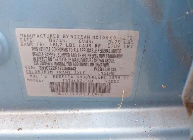 Photo 8 VIN: 3N1CE2CP4FL350443 - NISSAN VERSA NOTE 