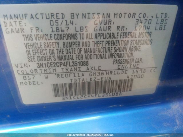 Photo 8 VIN: 3N1CE2CP4FL351088 - NISSAN VERSA NOTE 