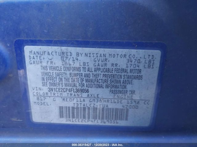 Photo 8 VIN: 3N1CE2CP4FL369056 - NISSAN VERSA NOTE 