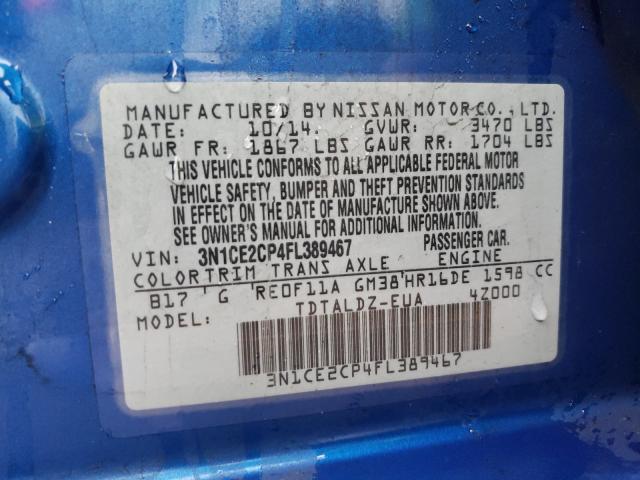 Photo 9 VIN: 3N1CE2CP4FL389467 - NISSAN VERSA NOTE 