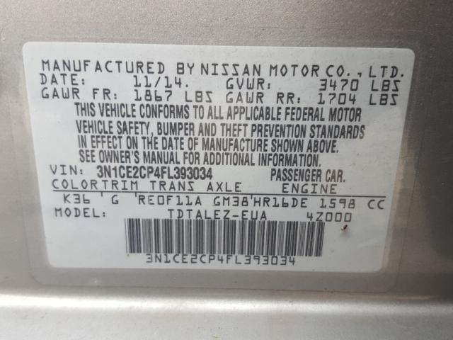 Photo 9 VIN: 3N1CE2CP4FL393034 - NISSAN VERSA NOTE 