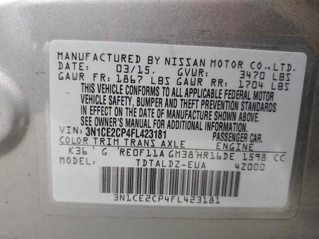 Photo 11 VIN: 3N1CE2CP4FL423181 - NISSAN VERSA NOTE 