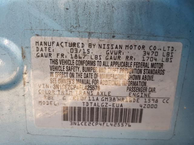 Photo 9 VIN: 3N1CE2CP4FL425576 - NISSAN VERSA NOTE 