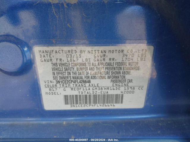 Photo 8 VIN: 3N1CE2CP4FL426646 - NISSAN VERSA NOTE 