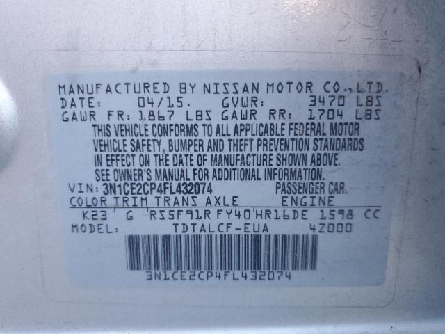 Photo 11 VIN: 3N1CE2CP4FL432074 - NISSAN VERSA NOTE 