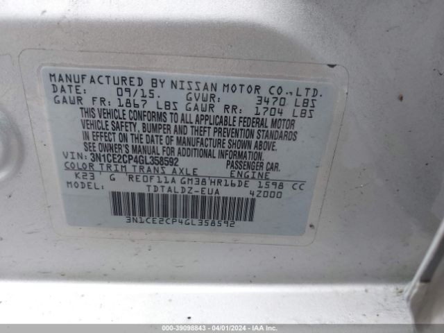 Photo 8 VIN: 3N1CE2CP4GL358592 - NISSAN VERSA NOTE 