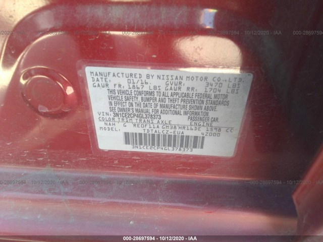 Photo 8 VIN: 3N1CE2CP4GL378373 - NISSAN VERSA NOTE 