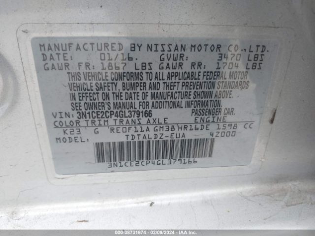 Photo 8 VIN: 3N1CE2CP4GL379166 - NISSAN VERSA NOTE 