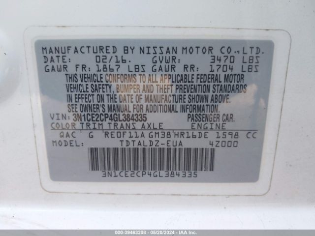 Photo 8 VIN: 3N1CE2CP4GL384335 - NISSAN VERSA NOTE 