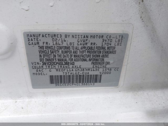 Photo 8 VIN: 3N1CE2CP4GL388143 - NISSAN VERSA NOTE 