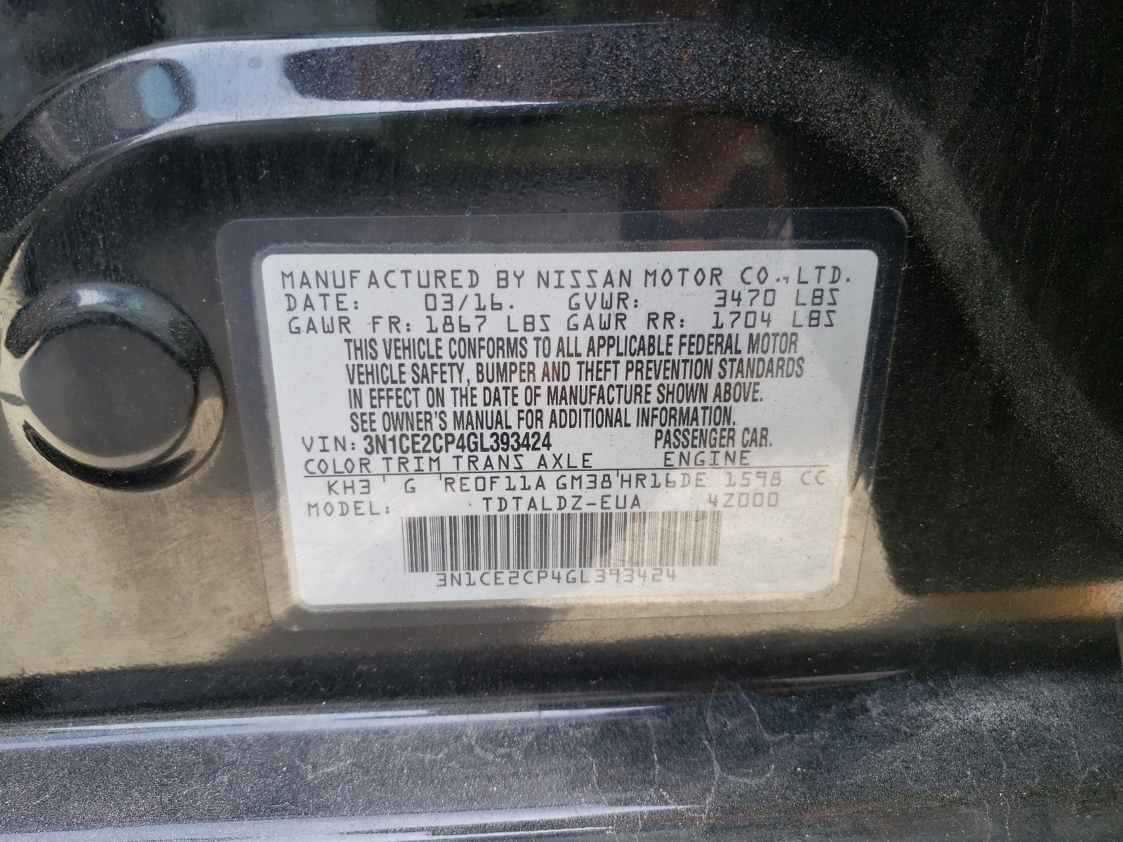 Photo 9 VIN: 3N1CE2CP4GL393424 - NISSAN VERSA NOTE 