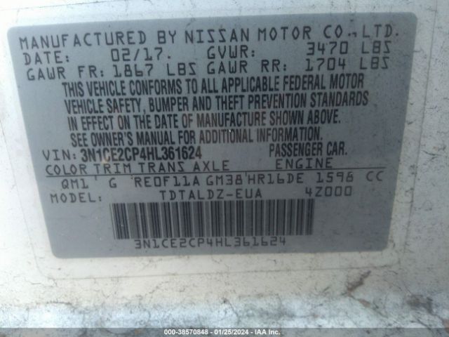 Photo 8 VIN: 3N1CE2CP4HL361624 - NISSAN VERSA NOTE 