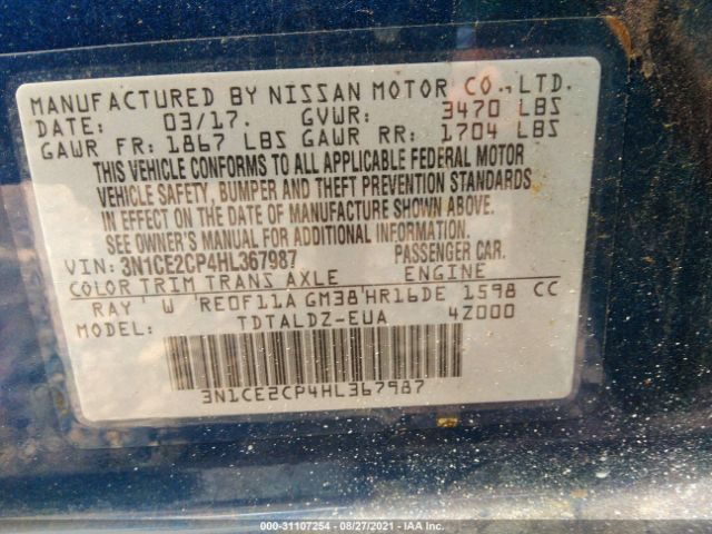 Photo 8 VIN: 3N1CE2CP4HL367987 - NISSAN VERSA NOTE 