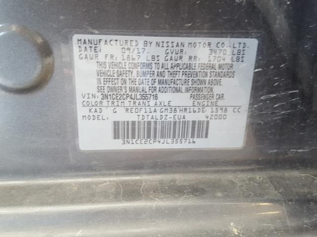 Photo 9 VIN: 3N1CE2CP4JL355716 - NISSAN VERSA NOTE 