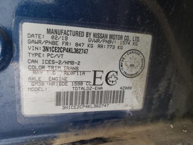 Photo 9 VIN: 3N1CE2CP4KL362747 - NISSAN VERSA NOTE 