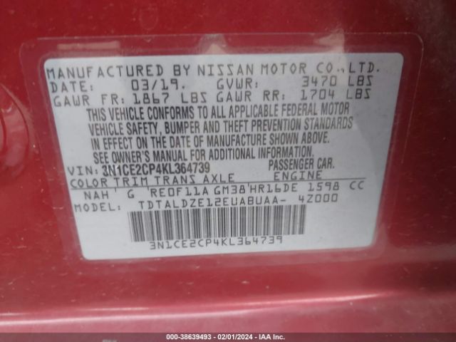 Photo 8 VIN: 3N1CE2CP4KL364739 - NISSAN VERSA NOTE 