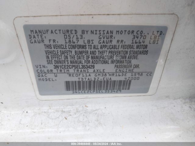 Photo 8 VIN: 3N1CE2CP5EL353429 - NISSAN VERSA NOTE 