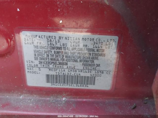 Photo 8 VIN: 3N1CE2CP5EL368836 - NISSAN VERSA NOTE 