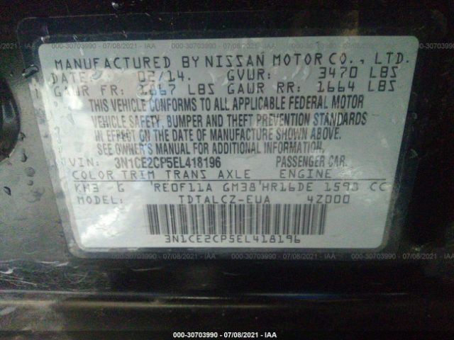 Photo 8 VIN: 3N1CE2CP5EL418196 - NISSAN VERSA NOTE 