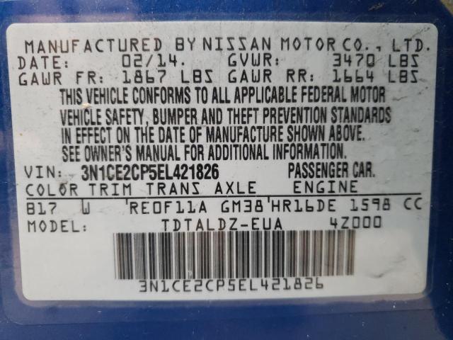 Photo 9 VIN: 3N1CE2CP5EL421826 - NISSAN VERSA NOTE 