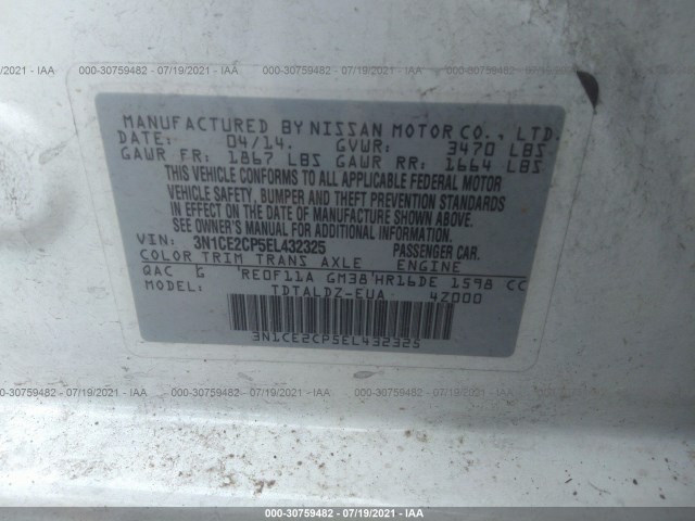 Photo 8 VIN: 3N1CE2CP5EL432325 - NISSAN VERSA NOTE 