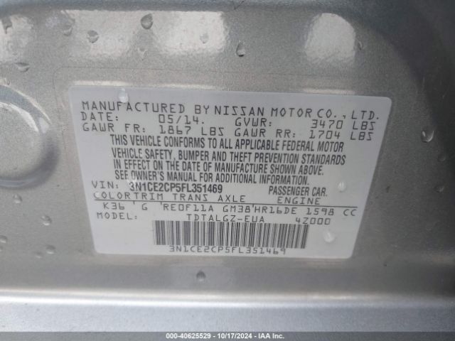 Photo 8 VIN: 3N1CE2CP5FL351469 - NISSAN VERSA NOTE 