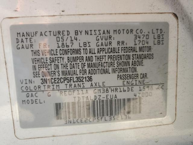 Photo 11 VIN: 3N1CE2CP5FL352136 - NISSAN VERSA 