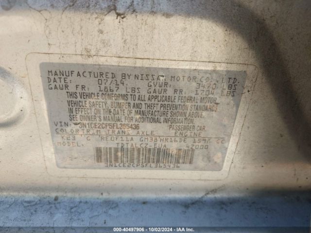 Photo 8 VIN: 3N1CE2CP5FL365436 - NISSAN VERSA NOTE 